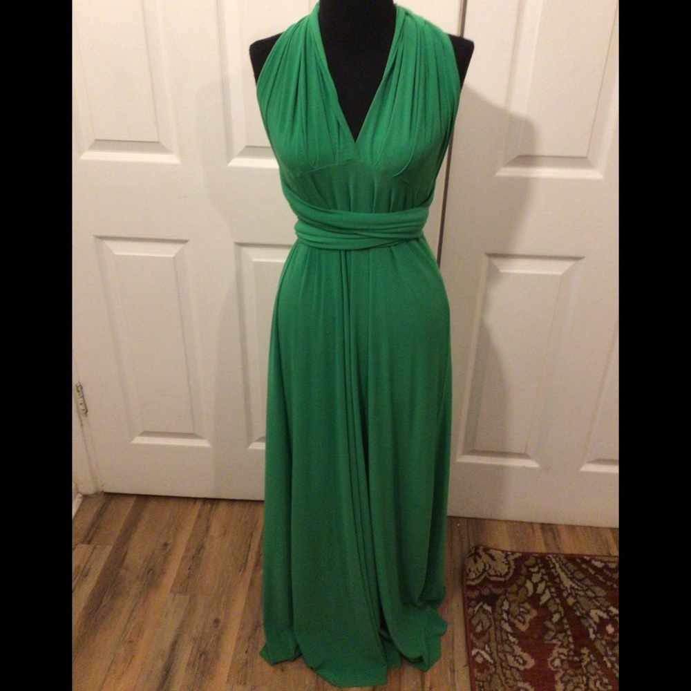 Von vonni empire infinity-waist green maxi dress